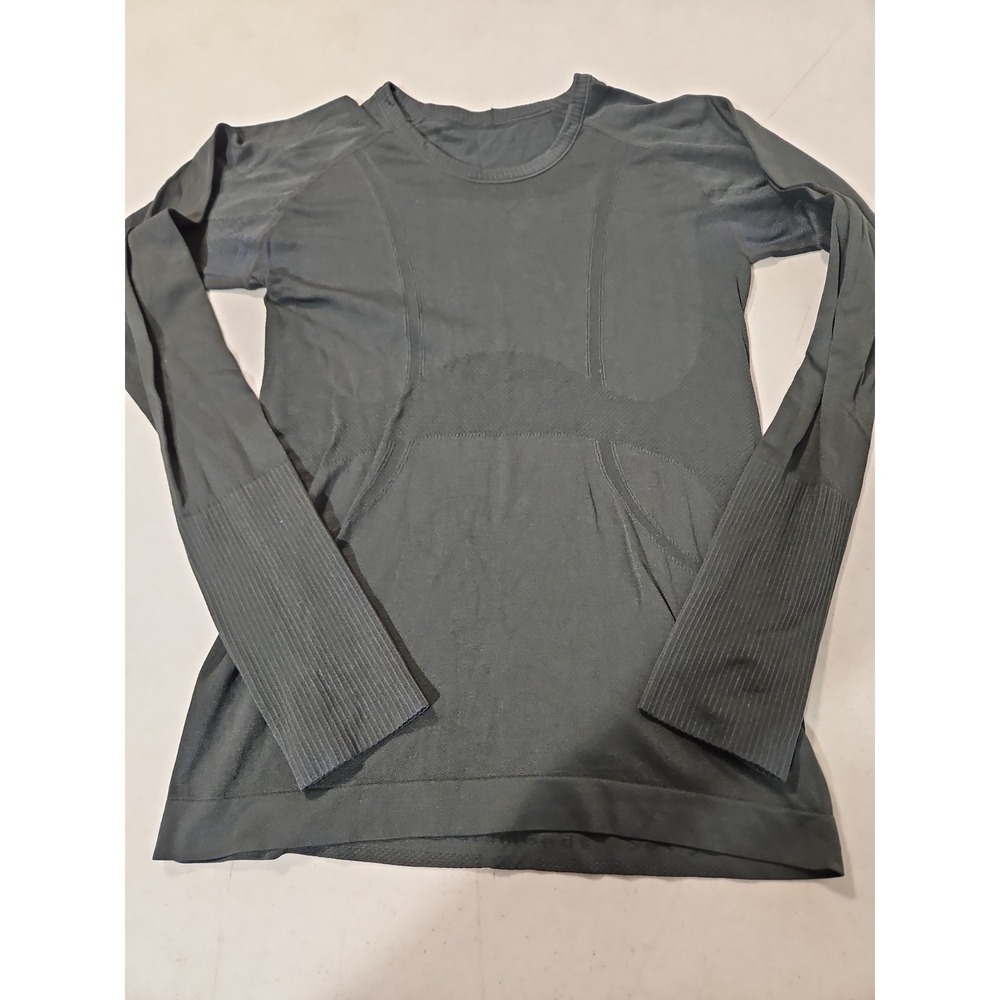 Lululemon Athletic Shirt Long Sleeved Dark Green Running Top Size 6 Womens (L130